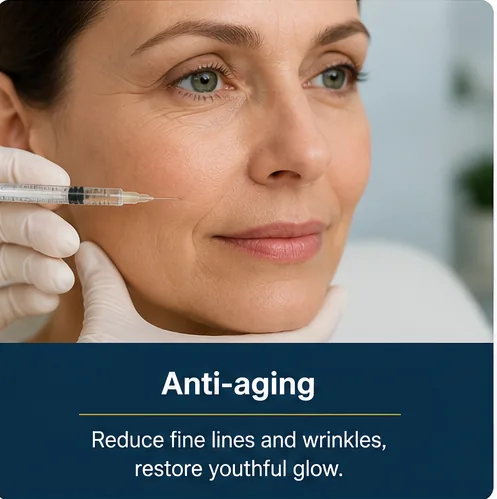 Anti-aging injectable treatment to reduce fine lines and wrinkles on the face