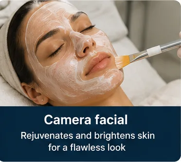 Camera facial treatment being applied to rejuvenate and brighten the skin