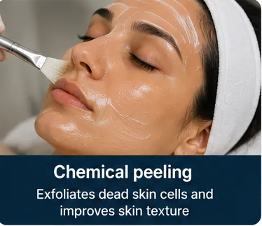 Chemical peel solution being applied to the face to exfoliate and improve texture