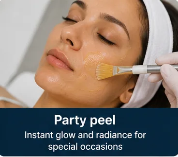 Party peel treatment being applied for an instant glow before an event