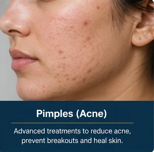 Acne and pimples on the cheek before advanced acne treatment
