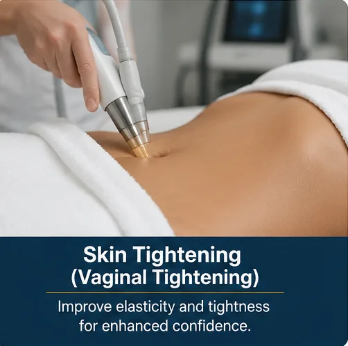 Laser skin tightening treatment being performed on the abdomen