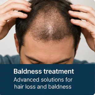Patient consulting for advanced baldness and hair loss treatment