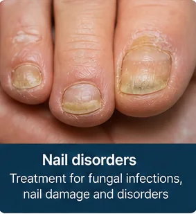 Fingernails affected by a fungal nail disorder before treatment